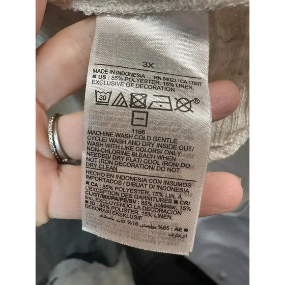 Old Navy Linen Square Neck Top Plus Sz 3XL Lace Short Sleeve top Cottagecore - Picture 3 of 4